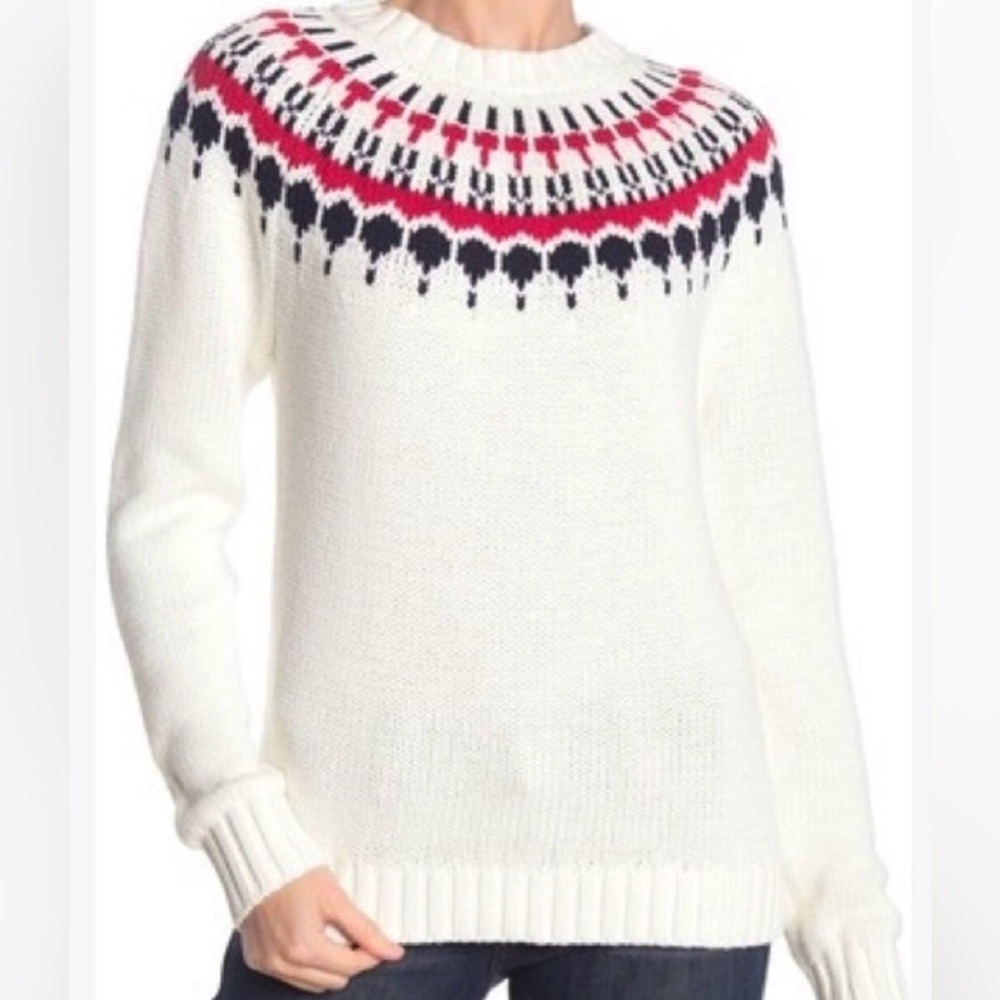 J. Crew Fair Isle Cotton Pullover Knit Sweater - Medium- EUC